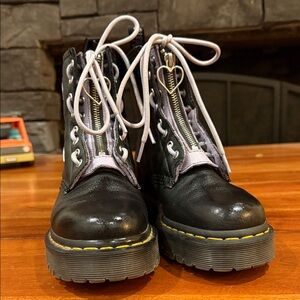 Dr. Martens Black and Purple Heart Boots